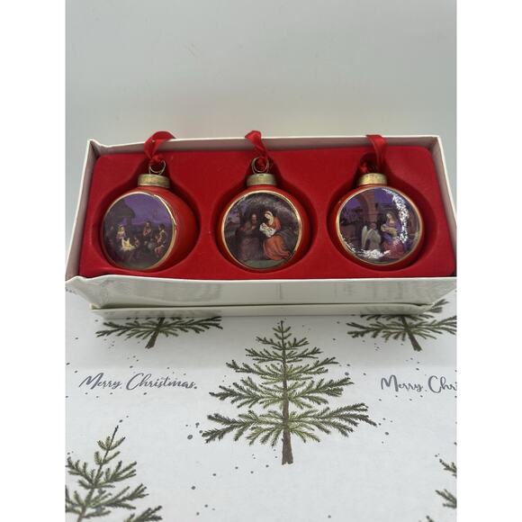 Vintage Nativity 3 Three Ornament Set Boxed Christmas - Picture 1 of 4